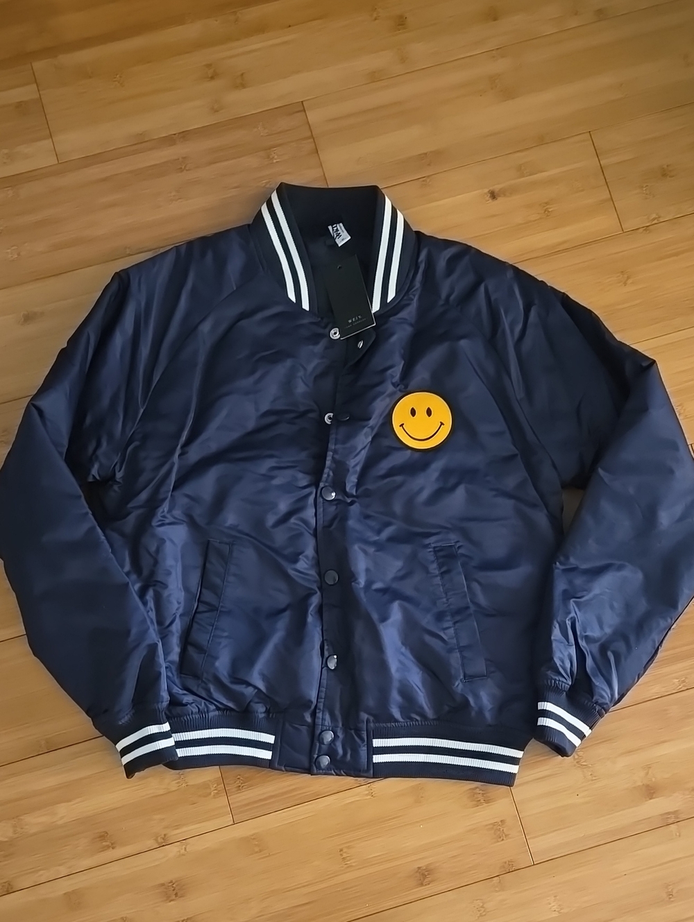 NWT Weiv Smile Patch Varsity Jacket - S